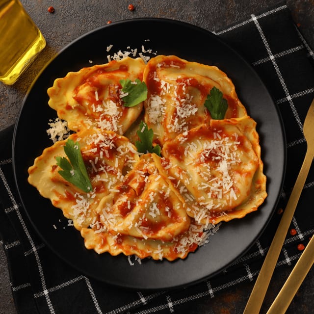 Baked Meat Ravioli.