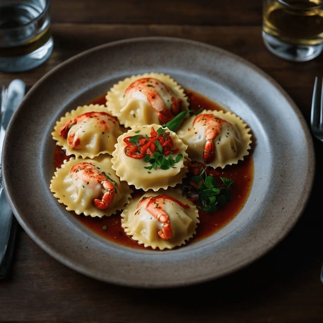 Baked Lobster Ravioli.